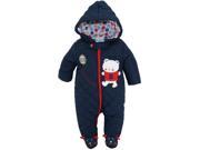 Duck Goose Baby Boys Cute Teddy Bear Quilted Footed Snow Pram Suit Navy 6 9 Months