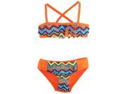 Big Chill Little Girls Multi Color Zigzag Bikini Two Piece Swimsuit Set Orange 4