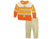 Titicos Babies Baby Girls Pastel Floral Stripes Cardigan Sweater 2Pc Pant Set Orange 6 12 Months