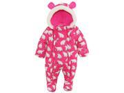 Wippette Baby Girls Polar Bear Microfiber Quilted Snowsuit Snow Pram Suit Pink 18 Months
