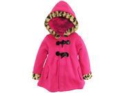 Wippette Little Girls Animal Accents Trim Solid Color Fleece Jacket Coat Pink 4