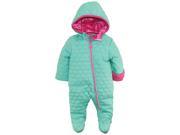 Wippette Baby Girls Love Heart Footed Quilted Winter Snow Pram Suit Bunting Seafoam 9 Months
