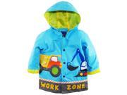 Wippette Toddler Boys Rainwear Waterproof Hooded Construction Raincoat Jacket Blue 2T