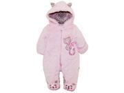 Duck Goose Baby Girls Cute Little Kitty Plush Footed Ear Snow Pram Suit Pink 3 6 Months