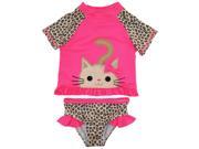 Wippette Toddler Girls Swimwear Cute Little Kitty Swim 2 Piece Rashguard Knockout Pink 4T