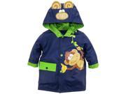 Wippette Toddler Boys Rainwear Cute Monkey Adventure Raincoat Jacket Navy 2T