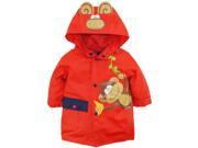 Wippette Toddler Boys Rainwear Cute Monkey Adventure Raincoat Jacket Red 2T