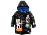 Wippette Toddler Boys Rainwear Astronaut Space Traveler Raincoat Jacket Black 3T