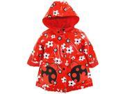 Wippette Toddler Girls Hooded Ladybug with Flowers Raincoat Jacket Red 3T