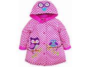 Wippette Girls Waterproof Vinyl Fully Lined Hooded Owl Raincoat Jacket Pink 4