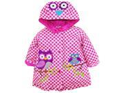 Wippette Toddler Girls Waterproof Vinyl Hooded Owl Raincoat Jacket Pink 3T