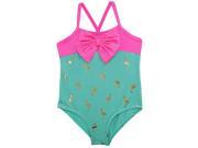 Wippette Toddler Girls Gold Flamingo One Piece Swimsuit with Bow Pink 4T