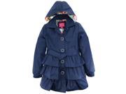 Pink Platinum Big Girls Ruffled Trench Coat Jacket with Floral Accents Lining Navy 10 12