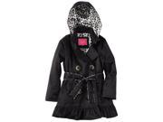 Pink Platinum Little Girls Toddler Leopard Lining Trench Raincoat Jacket Black 2T