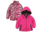 Rugged Bear Girls 2 in 1 Systems Winter Coat Hooded Camo Cheetah Quilted Jacket Pink 6X