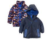 Rugged Bear Toddler Boys 2 in 1 Systems Winter Coat Quilted Fire Camo Jacket Navy 3T