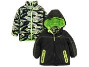 Rugged Bear Toddler Boys 2 in 1 Systems Winter Coat Quilted Fire Camo Jacket Black 2T