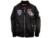 iXtreme Boys Poly Twill Flight Jacket with American Flag Sleeve Patch Black 18