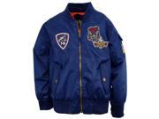 iXtreme Boys Poly Twill Flight Jacket with American Flag Sleeve Patch Blue 18