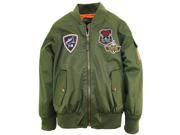 iXtreme Boys Poly Twill Flight Jacket with American Flag Sleeve Patch Olive 14 16