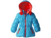 Pink Platinum Toddler Girls Leopard Printed Pop Zipper Winter Puffer Jacket Blue 3T