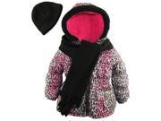 Pink Platinum Baby Girls Puffer Jacket Cheetah Winter Coat Hat Scarf Pink 18 Months