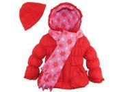 Pink Platinum Baby Girls Fleece Lined Winter Puffer Coat with Hat and Scarf Gift Red 24 Months