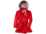 Pink Platinum Little Girls Toddler Leopard Lining Trench Raincoat Jacket Red 2T