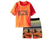 iXtreme Toddler Boy Swimwear Shark Short Sleeve Rashguard Swim Board Short Trunk Orange 2T