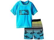 iXtreme Toddler Boy Swimwear Shark Short Sleeve Rashguard Swim Board Short Trunk Blue 2T