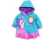 Wippette Baby Girls Waterproof Vinyl Hooded Princess Raincoat Jacket Blue 24 Months