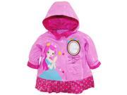 Wippette Toddler Girls Waterproof Vinyl Hooded Princess Raincoat Jacket Pink 3T