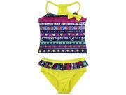 Pink Platinum Toddler Girls Aztec Print 2Pc Swimsuit Tankini Rashguard Acid 2T