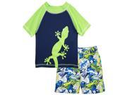 iXtreme Baby Boys Swimwear Lizard Rashguard Top Hibiscus Swim Trunk Green 18 Months