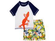 iXtreme Baby Boys Swimwear Lizard Rashguard Top Hibiscus Swim Trunk Orange 18 Months