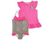 Wippette Toddler Girls Swimwear Cute Kitty Swimsuit Dress Beach Cover Up Knockout Pink 2T