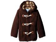 Wippette Toddler Boys Plaid Wooly Plaid Fleece Jacket Hooded Sherpa Toggle Coat Brown 2T