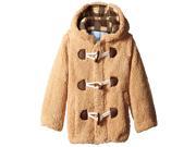 Wippette Toddler Boys Plaid Wooly Plaid Fleece Jacket Hooded Sherpa Toggle Coat Beige 2T