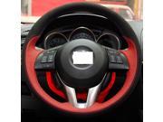 Hand Sewing Suede and Red Genuine Leather Steering Wheel Cover for 2013 2014 2015 2016 Mazda CX 5 2014 2015 2016 Mazda Mazda 6 2014 2015 2016 Mazda Mazda 3