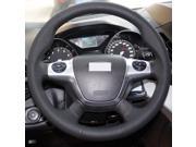 Hand Sewing Genuine Leather Steering Wheel Cover Black for 2013 2014 2015 2016 Ford Escape 2012 2013 2014 Ford Focus 2013 2014 2015 2016 Ford C Max Black L