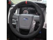 Hand Sewing Black Suede Genuine Leather Steering Wheel Cover for 2010 2011 2012 2013 2014 Ford F150 SVT Raptor