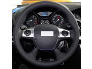 Hand Sewing Genuine Leather Steering Wheel Cover Black for 2013 2014 2015 2016 Ford Escape 2012 2013 2014 Ford Focus 2013 2014 2015 2016 Ford C Max Black