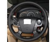 Hand Sewing Black Genuine Leather Steering Wheel Cover for Toyota 2014 Toyota Camry LE 2013 2014 Toyota Camry XLE Black Leather Black Thread