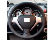 Hand Sewing Black Genuine Leather Steering Wheel Cover for 2007 2008 Honda Fit
