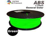 EXTEK 3D FILAMENT ABS Green 1.75mm 1kg 2.2lb Premium Material best choice Print Temp. 190C~250C for 3D printer MakerBot RepRap Flashforge Mbot Solidood