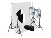 4 Softbox 3200 W Photography Video Lighting Kit 10 x 12 White Backdrop GEP325