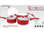 CONCORD 7 PC Eco Healthy Ceramic Nonstick Cookware Set Saucepan Dutch Oven Fry