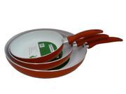 CONCORD RED COLOR Eco Friendly Healthy Ceramic 3 PC Nonstick Fry Pan Skillet Cookware Set