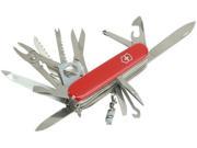 VICTORINOX SWISS CHAMP WITH LEATHER POUCH POCKET TOOL RED