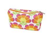 Clinique Bright Orange Pink and Green Floral Print Cosmetic Makeup Bag